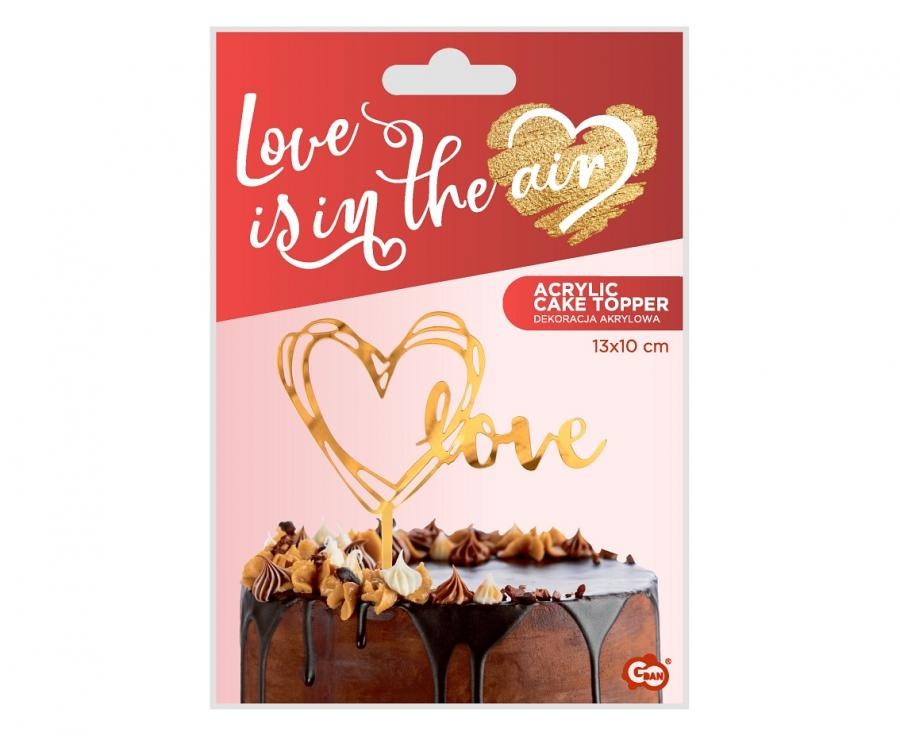 Arany szív Gold torta dekoráció 13 cm