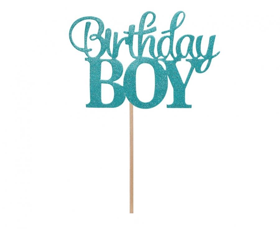 Kék Birthday Boy torta dekoráció 10 cm