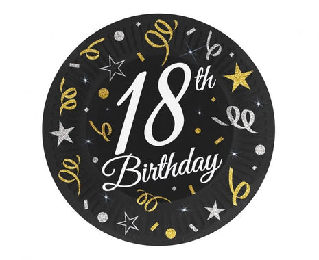 Happy Birthday 18 B&C papírtányér 6 db-os 18 cm
