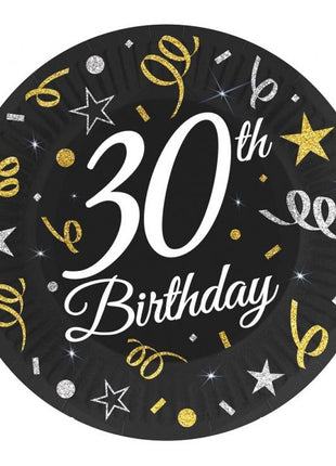 Happy Birthday 30 B&C papírtányér 6 db-os 18 cm