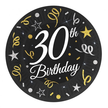 Happy Birthday 30 B&C papírtányér 6 db-os 18 cm