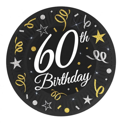 Happy Birthday 60 B&C papírtányér 6 db-os 18 cm