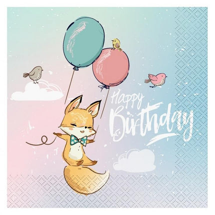 Happy Birthday Fox szalvéta 20 db-os 33x33 cm