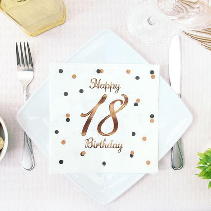 Happy Birthday 18 B&C White szalvéta 20 db-os 33x33 cm