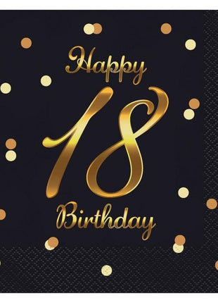 Happy Birthday 18 B&C Gold szalvéta 20 db-os 33x33 cm