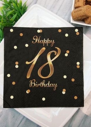 Happy Birthday 18 B&C Gold szalvéta 20 db-os 33x33 cm