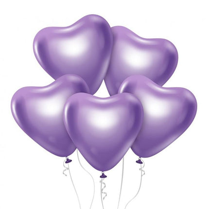 Szív Platinum Light Purple léggömb, lufi 6 db-os 12 inch (30 cm)