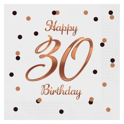 Happy Birthday 30 B&C White szalvéta 20 db-os 33x33 cm