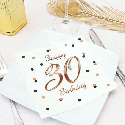 Happy Birthday 30 B&C White szalvéta 20 db-os 33x33 cm