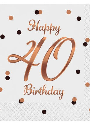 Happy Birthday 40 B&C White szalvéta 20 db-os 33x33 cm