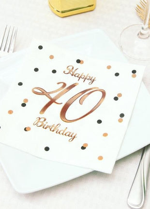 Happy Birthday 40 B&C White szalvéta 20 db-os 33x33 cm