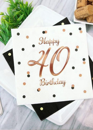 Happy Birthday 40 B&C White szalvéta 20 db-os 33x33 cm