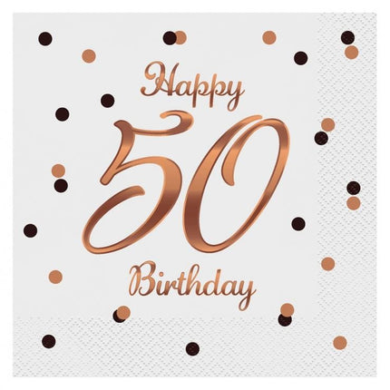 Happy Birthday 50 B&C White szalvéta 20 db-os 33x33 cm