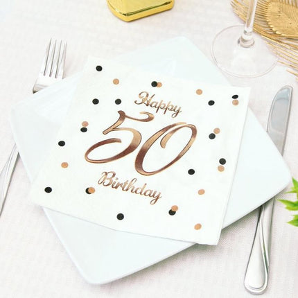 Happy Birthday 50 B&C White szalvéta 20 db-os 33x33 cm