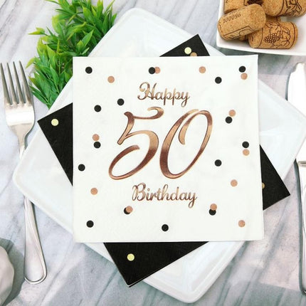Happy Birthday 50 B&C White szalvéta 20 db-os 33x33 cm