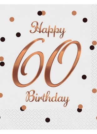 Happy Birthday 60 B&C White szalvéta 20 db-os 33x33 cm