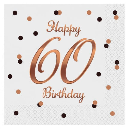 Happy Birthday 60 B&C White szalvéta 20 db-os 33x33 cm