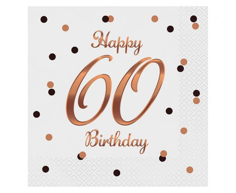 Happy Birthday 60 B&C White szalvéta 20 db-os 33x33 cm