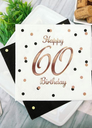 Happy Birthday 60 B&C White szalvéta 20 db-os 33x33 cm