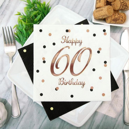 Happy Birthday 60 B&C White szalvéta 20 db-os 33x33 cm