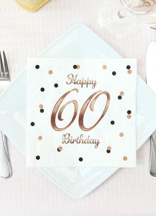 Happy Birthday 60 B&C White szalvéta 20 db-os 33x33 cm