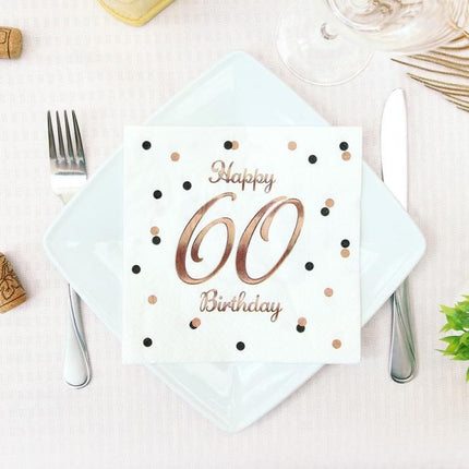 Happy Birthday 60 B&C White szalvéta 20 db-os 33x33 cm