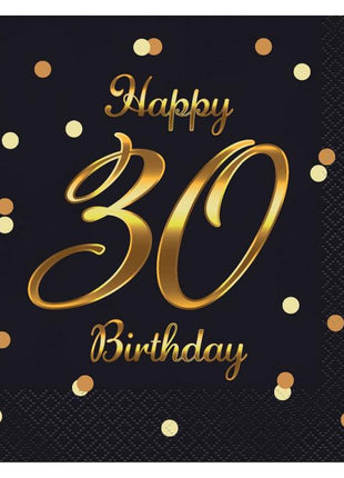 Happy Birthday 30 B&C Black-Gold szalvéta 20 db-os 33x33 cm