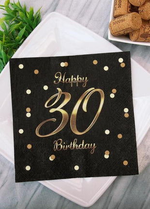 Happy Birthday 30 B&C Black-Gold szalvéta 20 db-os 33x33 cm