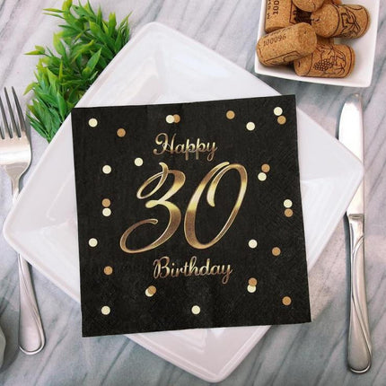 Happy Birthday 30 B&C Black-Gold szalvéta 20 db-os 33x33 cm