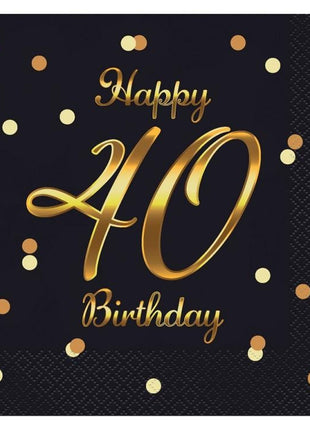Happy Birthday 40 B&C Gold szalvéta 20 db-os 33x33 cm
