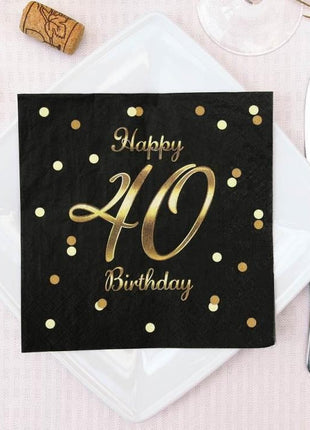 Happy Birthday 40 B&C Gold szalvéta 20 db-os 33x33 cm