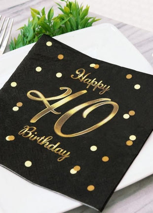 Happy Birthday 40 B&C Gold szalvéta 20 db-os 33x33 cm