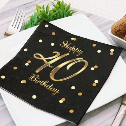 Happy Birthday 40 B&C Gold szalvéta 20 db-os 33x33 cm