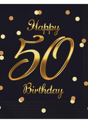 Happy Birthday 50 B&C Gold szalvéta 20 db-os 33x33 cm