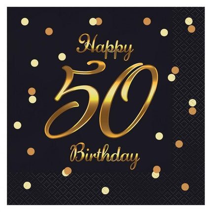 Happy Birthday 50 B&C Gold szalvéta 20 db-os 33x33 cm