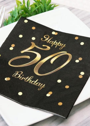 Happy Birthday 50 B&C Gold szalvéta 20 db-os 33x33 cm