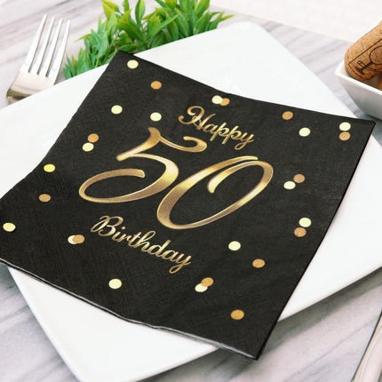 Happy Birthday 50 B&C Gold szalvéta 20 db-os 33x33 cm
