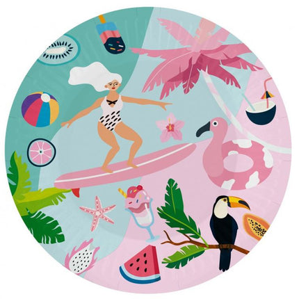 Nyár Surfing papírtányér 6 db-os 18 cm