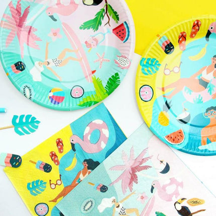 Nyár Surfing papírtányér 6 db-os 18 cm