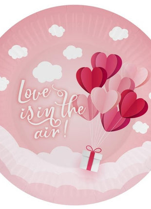 Szerelem Love Is In The Air Pink papírtányér 6 db-os 18 cm