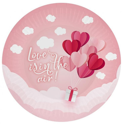 Szerelem Love Is In The Air Pink papírtányér 6 db-os 18 cm