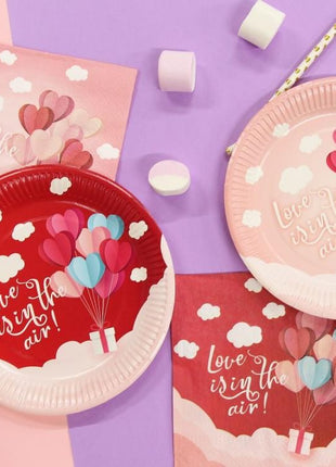Szerelem Love Is In The Air Pink papírtányér 6 db-os 18 cm