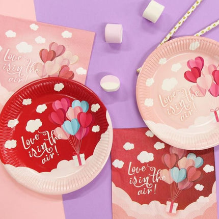 Szerelem Love Is In The Air Pink papírtányér 6 db-os 18 cm