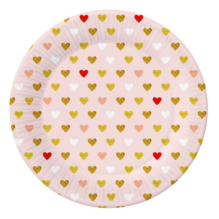 Szerelem XOXO Pink papírtányér 6 db-os 18 cm