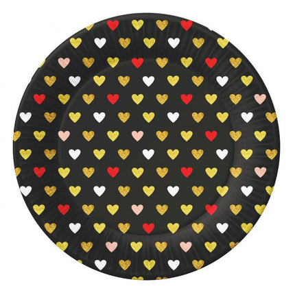 Szerelem XOXO Black papírtányér 6 db-os 18 cm