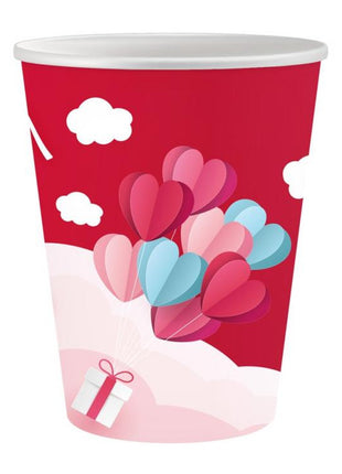Szerelem Love Is In The Air Red papír pohár 6 db-os 250 ml
