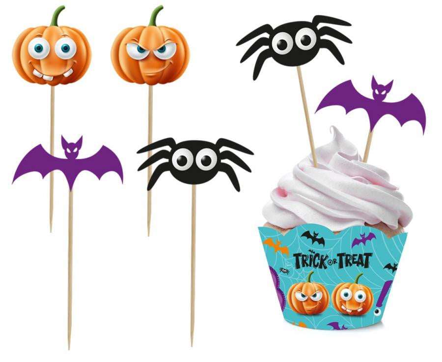 Halloween, Boo díszítő pálca és muffin dísz 6 db-os