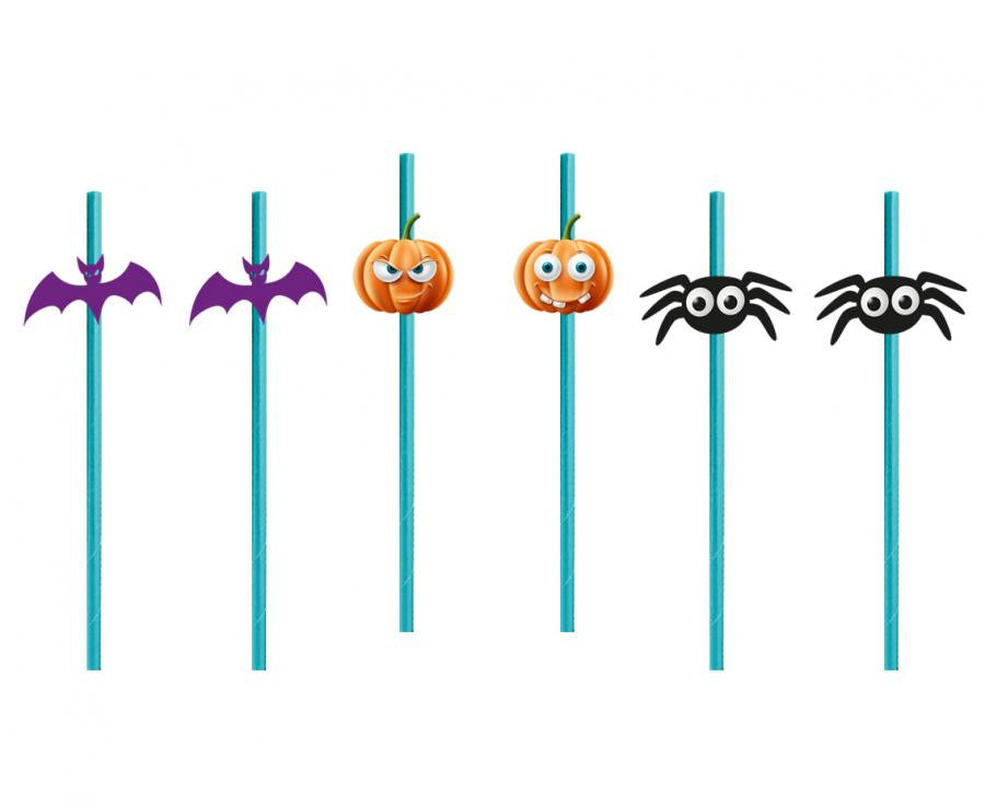 Halloween, Boo papír szívószál 6 db-os