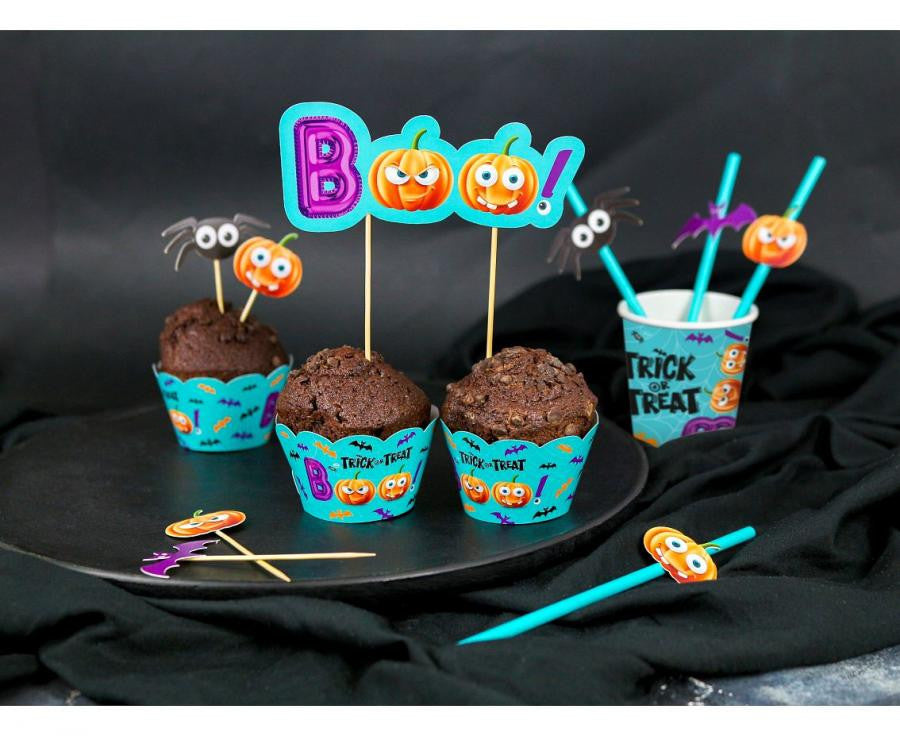 Halloween, Boo papír szívószál 6 db-os