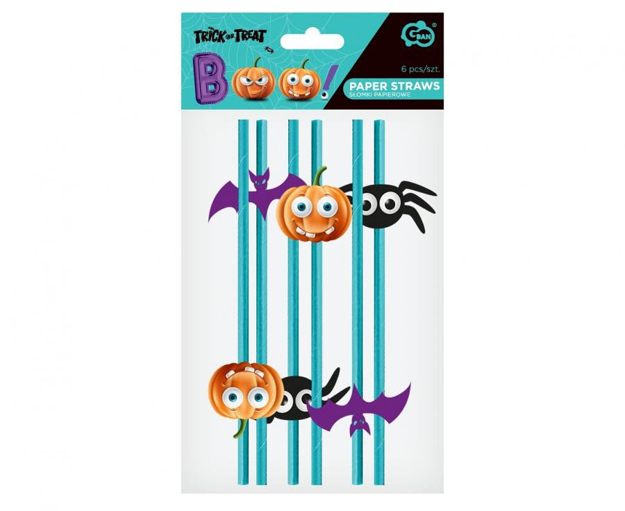 Halloween, Boo papír szívószál 6 db-os